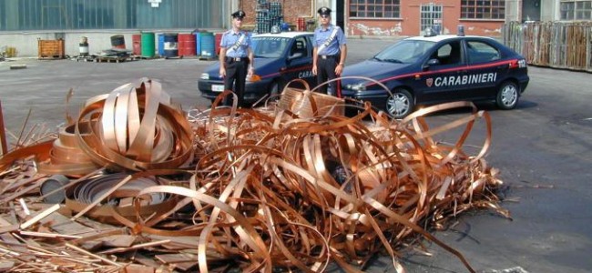 Cosenza, rinvenuti dai carabinieri 6 quintali di rame rubato Cosenza, rinvenuti dai carabinieri 6 quintali di rame rubato