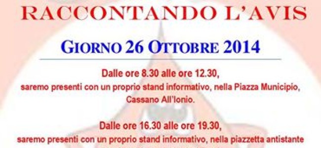 Alto Jonio, domenica l’Avis in piazza per promuovere la donazione di sangue Alto Jonio, domenica l’Avis in piazza per promuovere la donazione di sangue