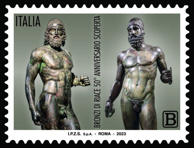 Un francobollo per i 50 anni dalla scoperta dei Bronzi di Riace Un francobollo per i 50 anni dalla scoperta dei Bronzi di Riace