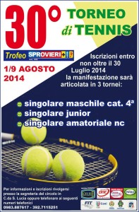 La locandina della trentesima edizione del torneo di tennis “Città di Corigliano-  Sprovieri Srl”